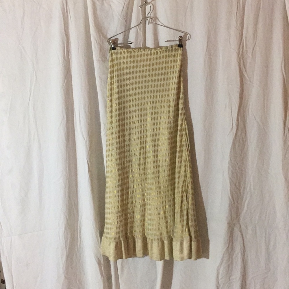 Ivory and gold metallic silk skirt